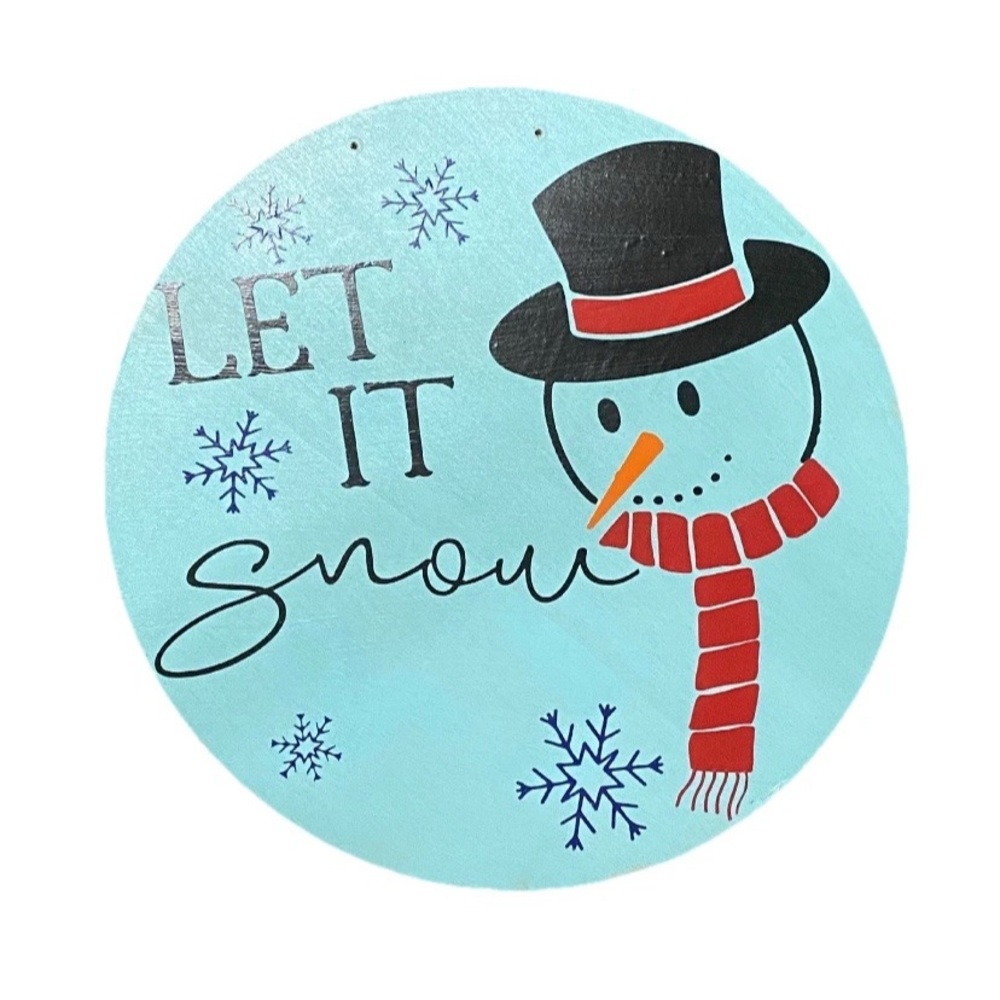 🏡 LET IT SNOW welcome door hanging sign 12” ready to hang indoor or outdoor